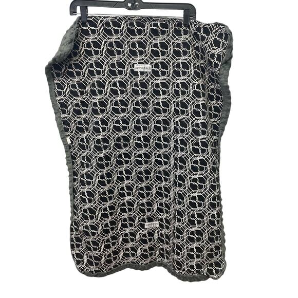 Soft Carseat Canopy Geometric Black White Minky Gray Baby Car Carrier Seat Cover - Picture 1 of 4